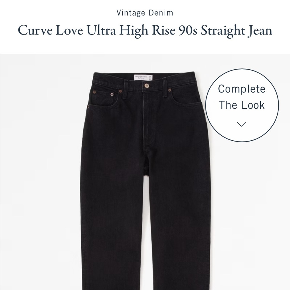 31|12 L Abercrombie Curve Love High Rise 90s Straight Jean Black Wash